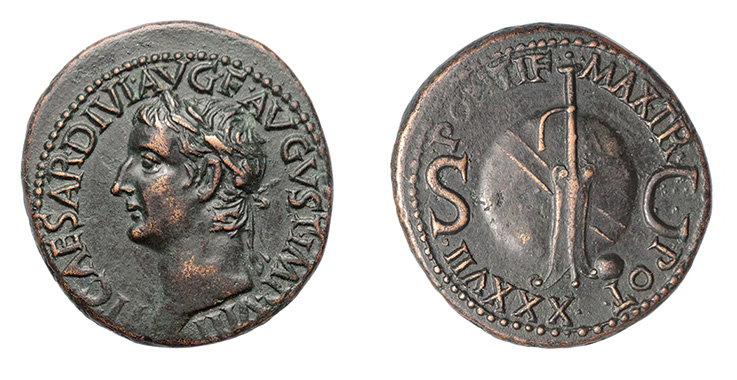 Tiberius, 14-37 A.D., ex: Voirol and Pr. Waldeck