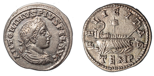 Elagabalus, 218-222 A.D. Galley reverse